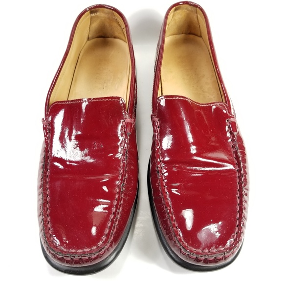 red patent leather loafers womens